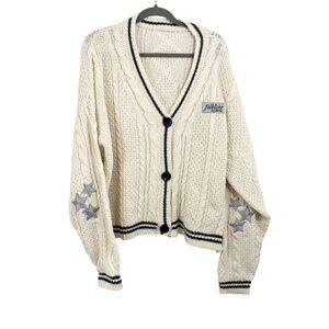 Taylor Swift Folklore Album Chest Patch Varsity Cardigan Sweater - Size XL/2XL